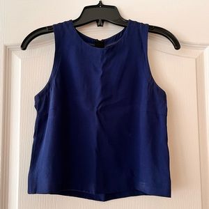 Cobalt blue high-neck crop top with gold zipper Marni Italian size 38